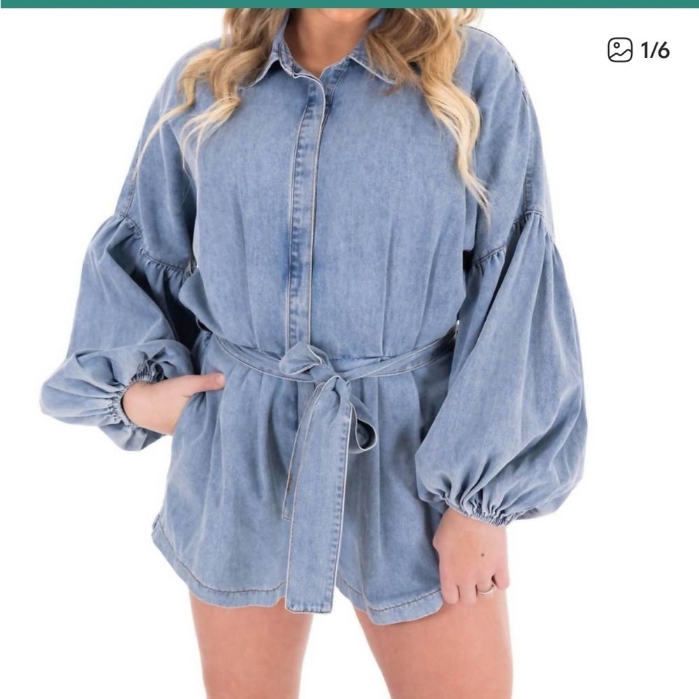 MABLE mad about you romper in denim blue jean medium western cowgirlchic concert
